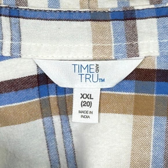 Time And Tru Womens XXL 20 Long Sleeve Button Up Flannel Plaid Shirt Blouse - Picture 8 of 12